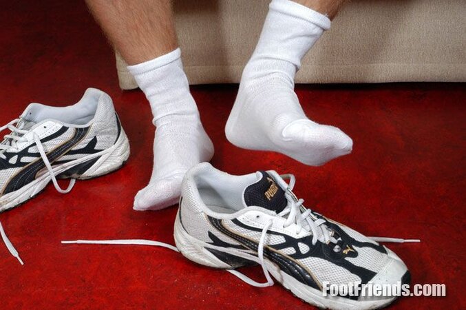 Tibor shows off his sneakers and socks