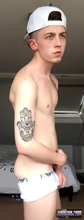 Arron Myers strokes his uncut cock