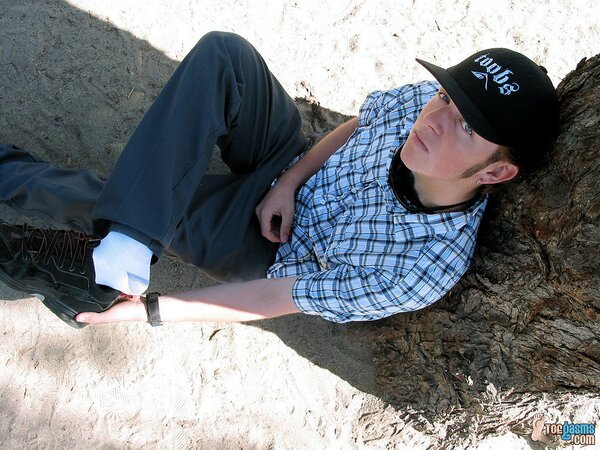 Jamie shows off his socks and feet