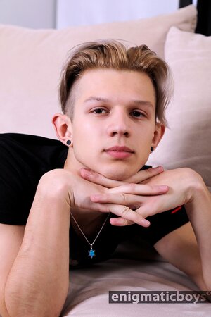 Jess strokes his hard dick