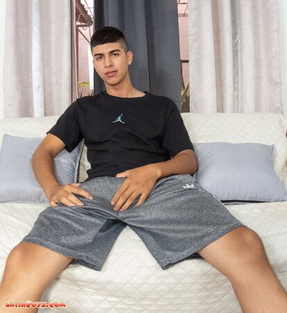 Latino boy Downlow strokes his dick