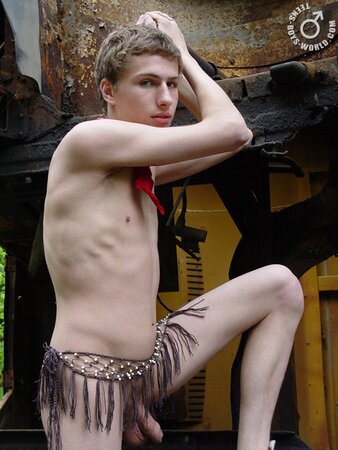 Gosha showcases his naked body in bizarre outdoor outfits