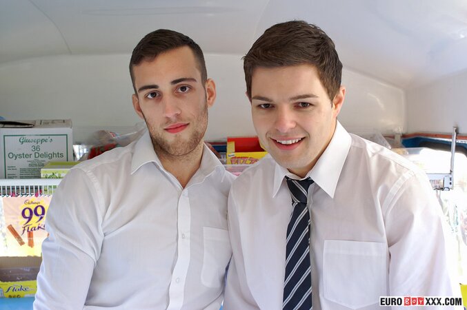 Jason Sutton and Darren Hibbert hide in ice cream van for deep anal