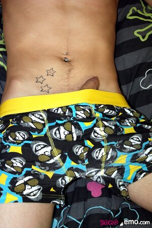 Slim twink Max Brown teases and jerks off for the camera