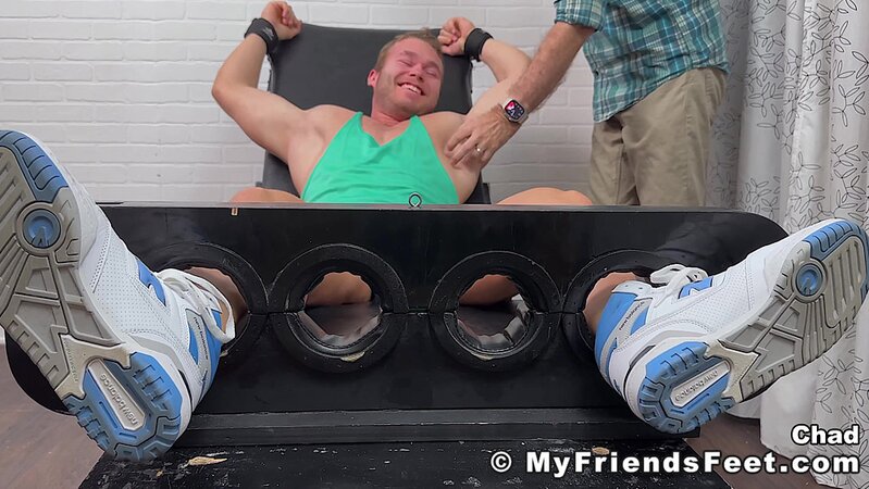 A feather on Chad's feet makes him giggle uncontrollably