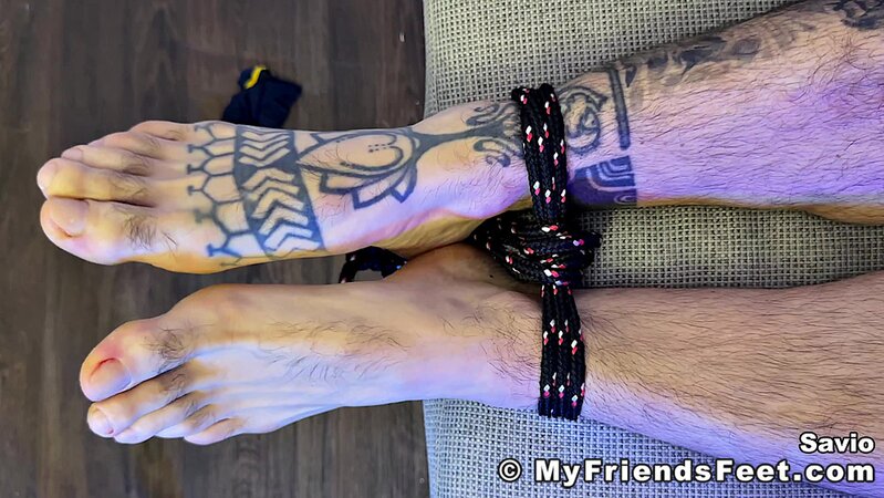 Savio wakes up bound and gagged in sheer socks