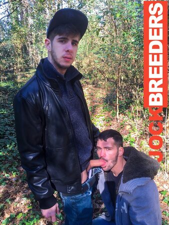 Brogan Reed and Lance Matthews have outdoor sex in the chilly woods