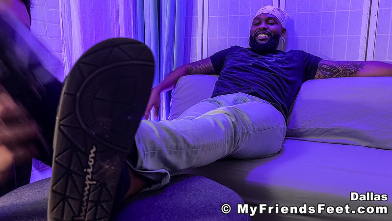 Dallas moans with delight when Dan worships his bare feet