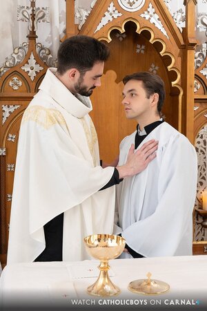 Father Jack Aries fucks Altar Boy Marcus Rivers on the sanctuary altar