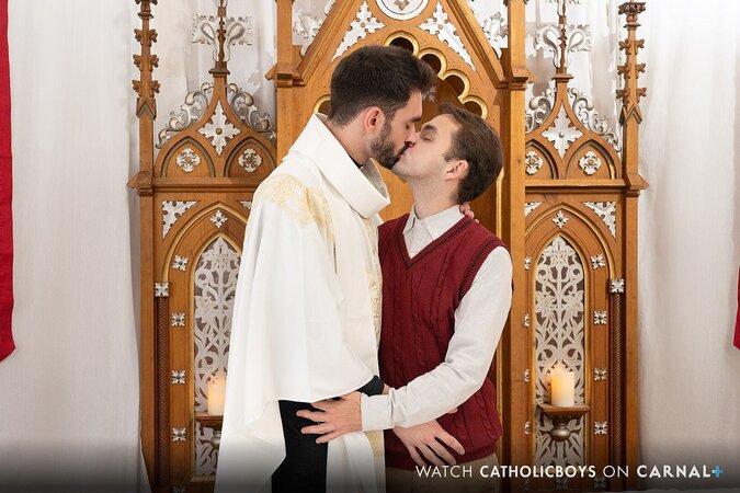 Father Jack Aries fucks Altar Boy Marcus Rivers on the sanctuary altar