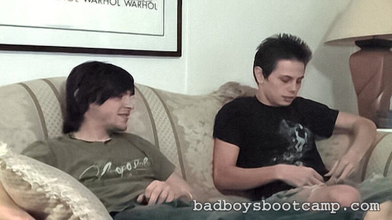 LT Mkay and John Cox jack off together on the couch