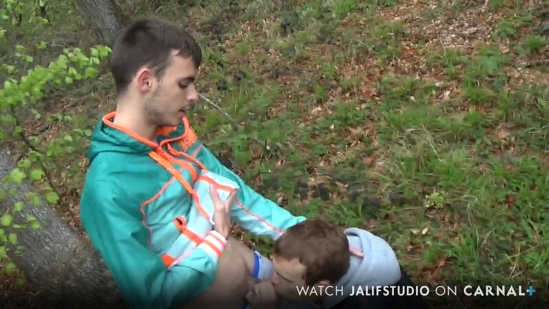 Theo Berry and Tony MGS share a blowjob outdoors before heading home for bareback