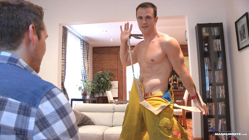 Ricky strips as fireman and jerks off for Pascal