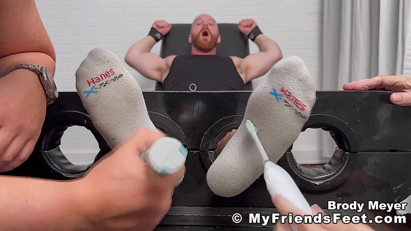 Dan Edwards tickles Brody Meyer’s balls with toothbrush