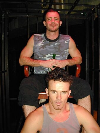 Tommi balances Alan Pratt with his size 14 feet
