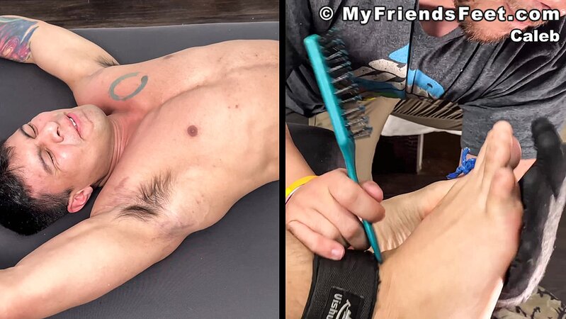 Dan Edwards binds Caleb and tickles his upper body