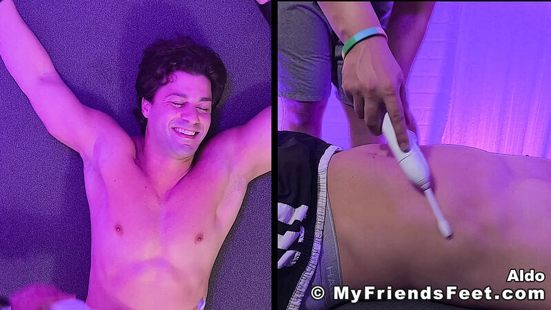 Dan Edwards uses fingers to tickle Aldo’s bare feet