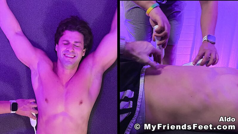 Dan Edwards uses fingers to tickle Aldo’s bare feet