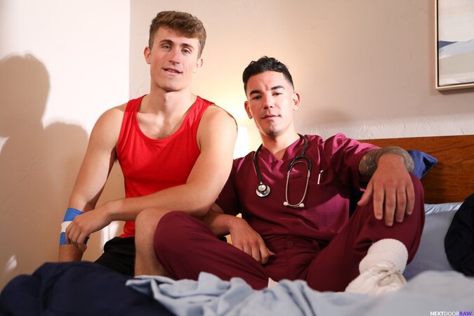 Kam Stone and JC Hunt suck, rim, and fuck hard in nurse roleplay