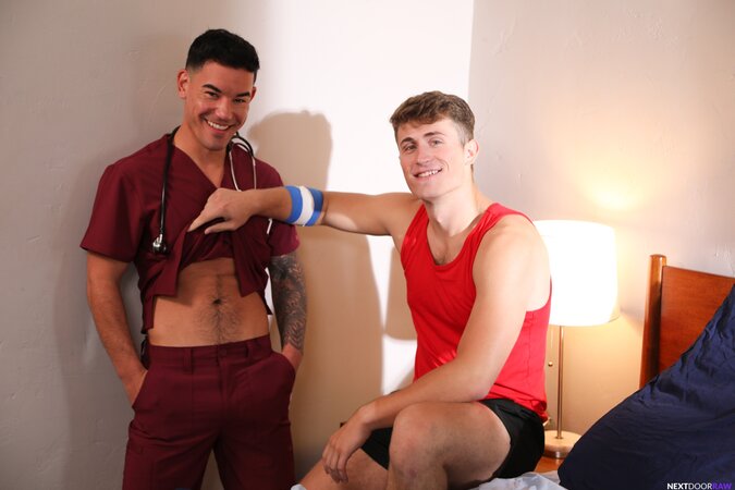 Kam Stone and JC Hunt suck, rim, and fuck hard in nurse roleplay