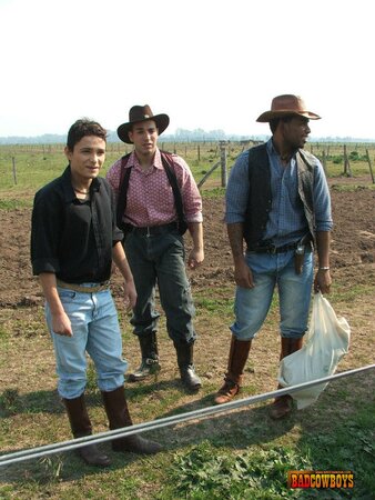 Fancy guy gets his throat and ass stretched by gay cowboys